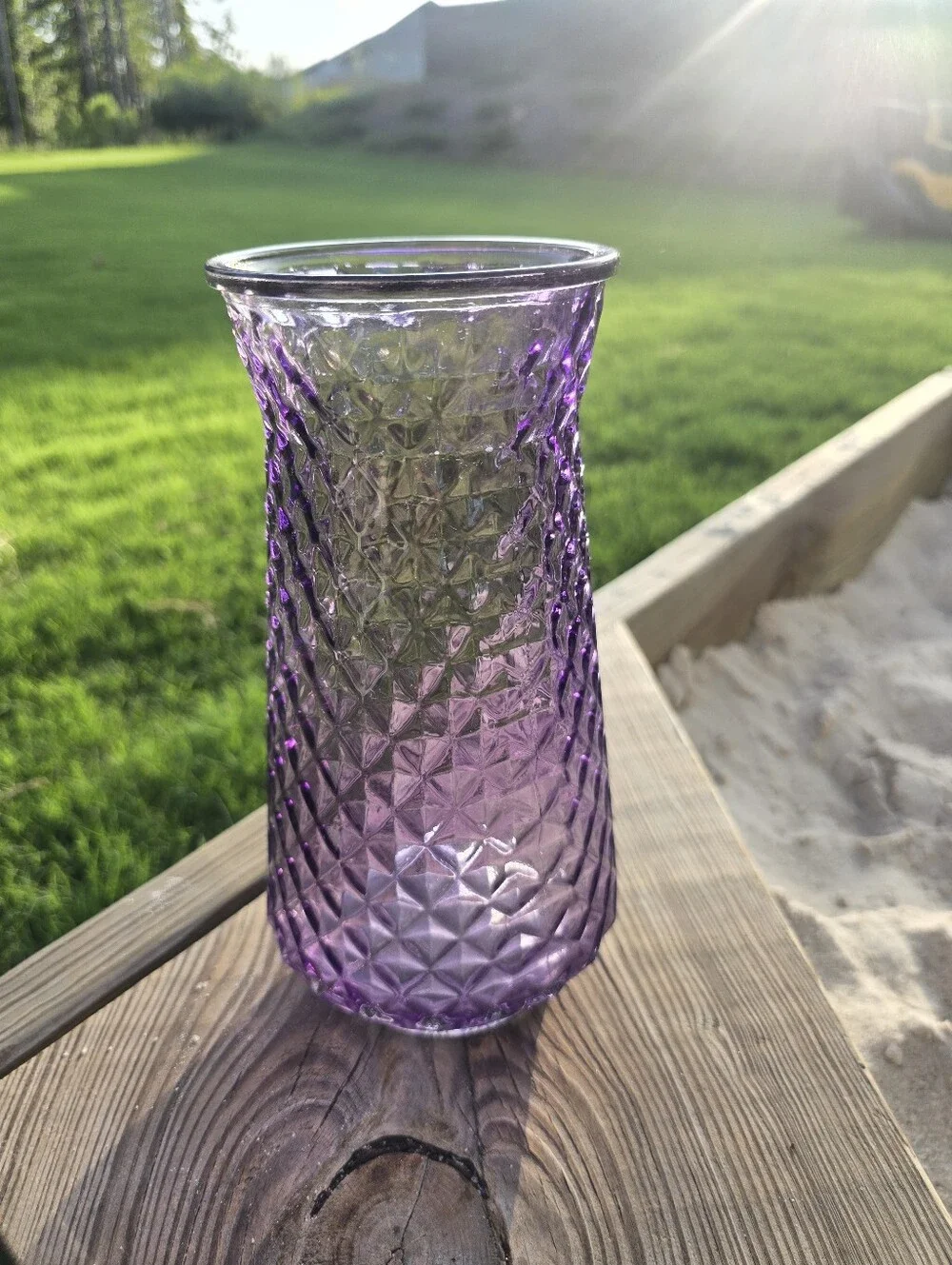 Vintage Lavender Diamod Pineapple Dps Paula Vase 9 In